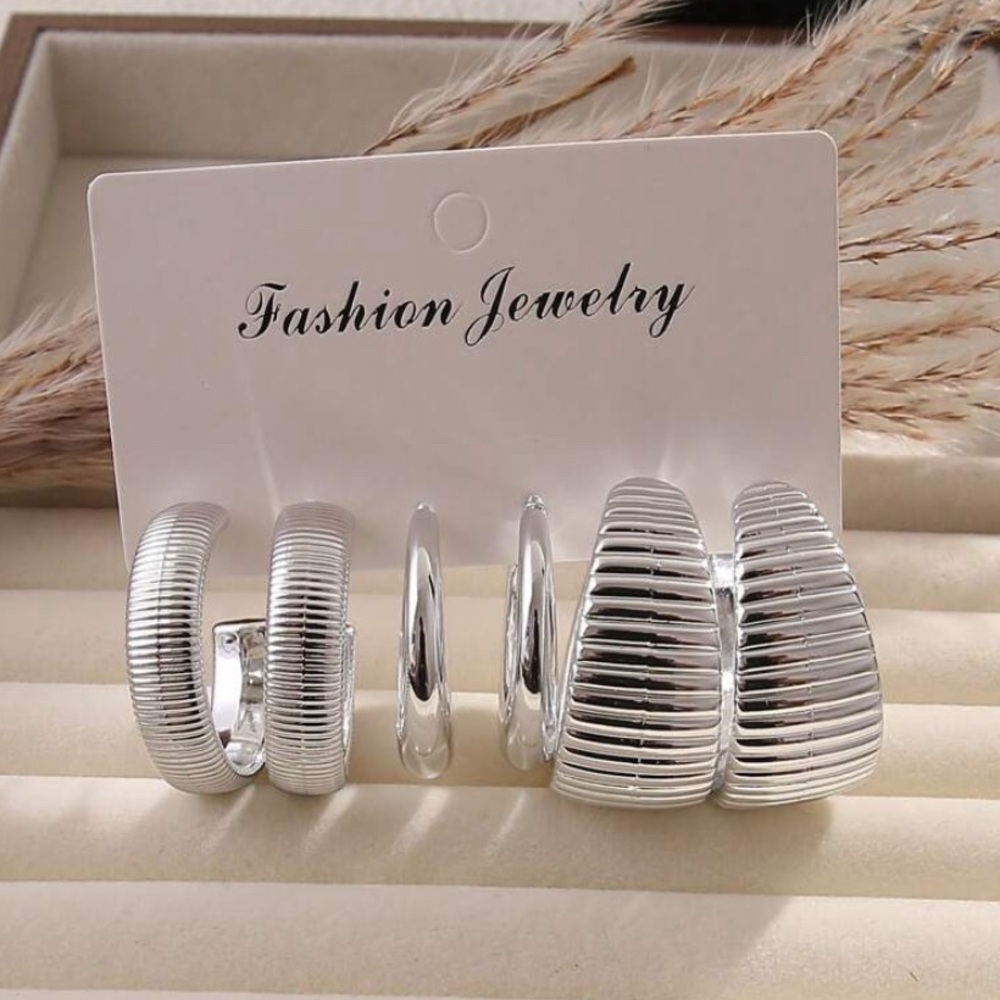 Silver Hoop Earring Set